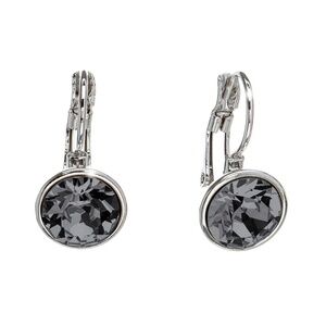 Rhodium Plated Silvernight Swarovski Crystal Leverback Everyday Earrings